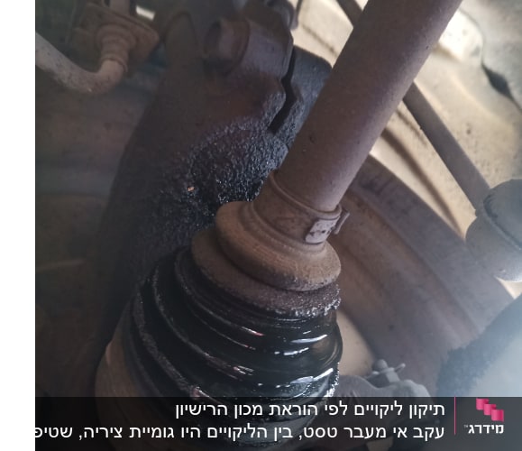 חלקי מתלה רכב עם גריז על גומייה